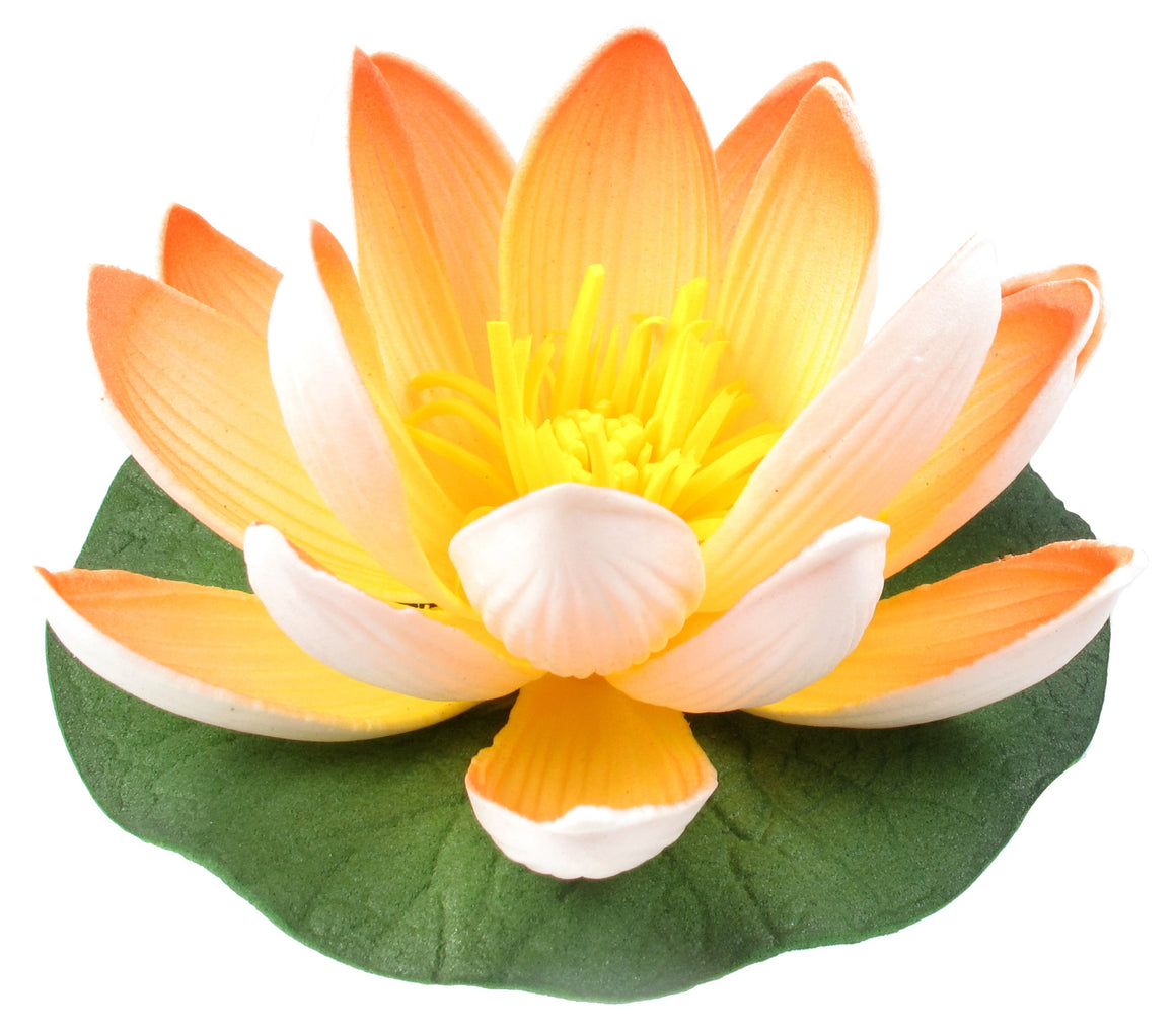 Small Floating Foam Water Lily Flower, For Small Water Feature, Approx. 3.25" x 3.25" x 2", Orange - TropicaZona