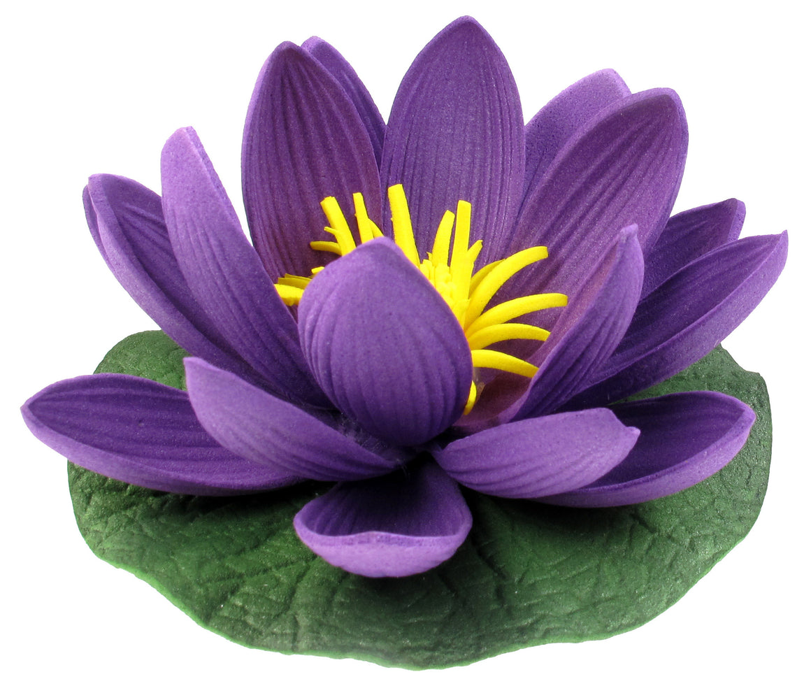 Small Floating Foam Water Lily Flower, For Small Water Feature, Approx. 3.25" x 3.25" x 2", Purple - TropicaZona