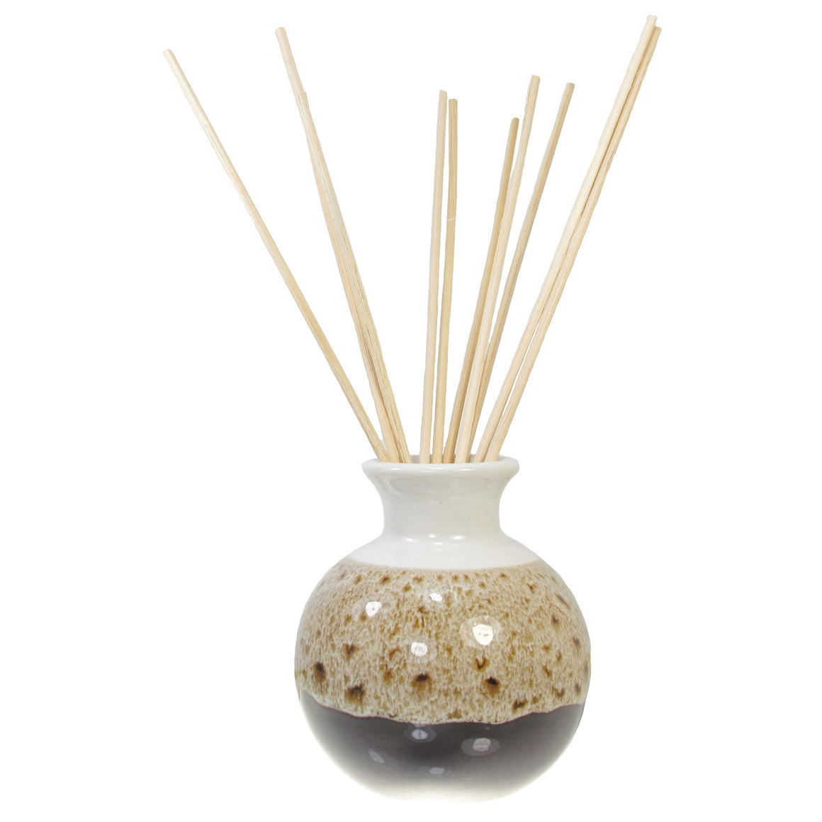 Ceramic Aroma Oil Diffuser Vase, Glazed Finish & 10 Diffuser Rattan Reed Sticks, 10 inches long (each) - TropicaZona