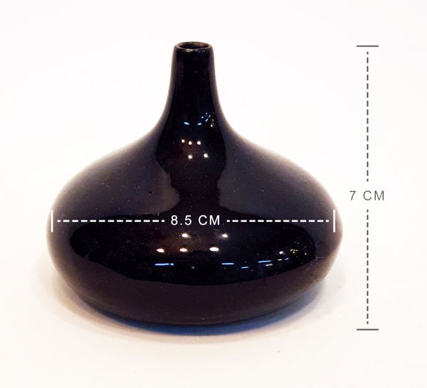 Artificial Phalaen Orchid Latex-Coated Fabric Flower, Purple, in Black Ceramic Bud Vase