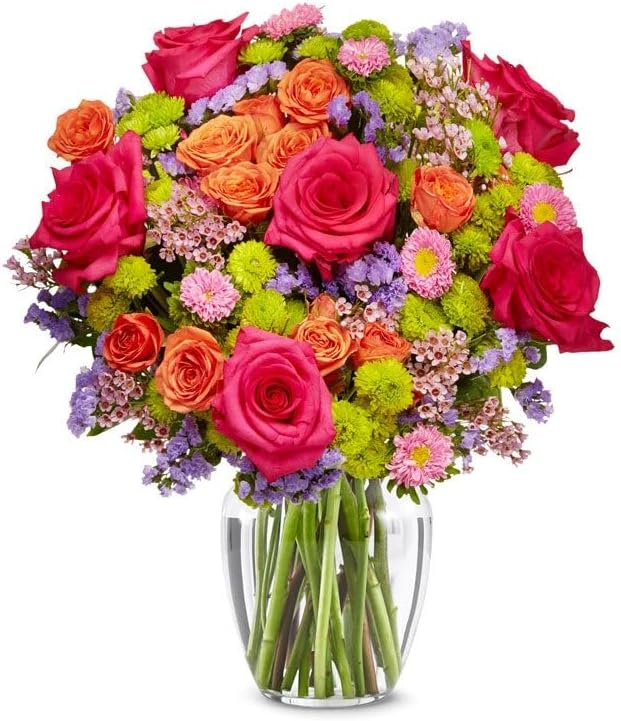Strawberry Sundae Bouquet with Glass Vase (Fresh Flower Bouquets) Birthday, Anniversary, Get Well, Congratulations, Thank You, All Occasions