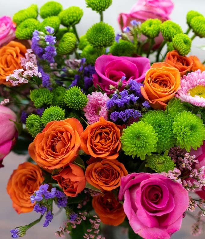 Strawberry Sundae Bouquet with Glass Vase (Fresh Flower Bouquets) Birthday, Anniversary, Get Well, Congratulations, Thank You, All Occasions