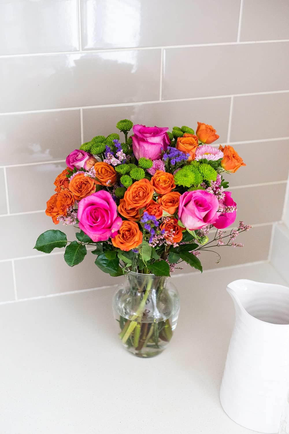 Strawberry Sundae Bouquet with Glass Vase (Fresh Flower Bouquets) Birthday, Anniversary, Get Well, Congratulations, Thank You, All Occasions