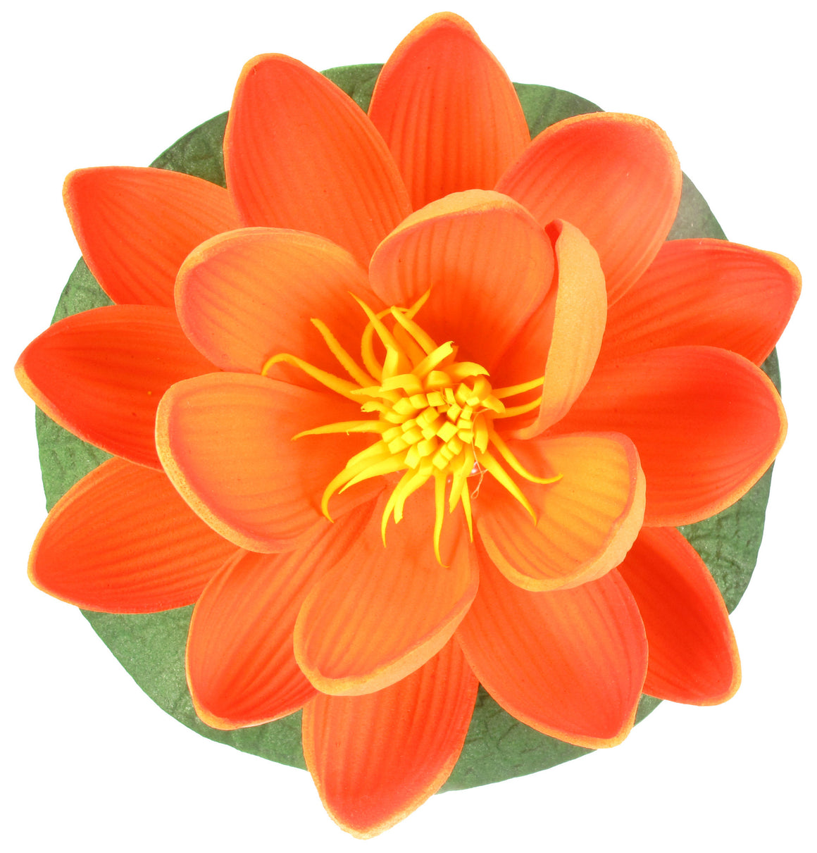 Small Floating Foam Water Lily Flower, For Small Water Feature, Approx. 3.25" x 3.5" x 2", Dark Orange - TropicaZona