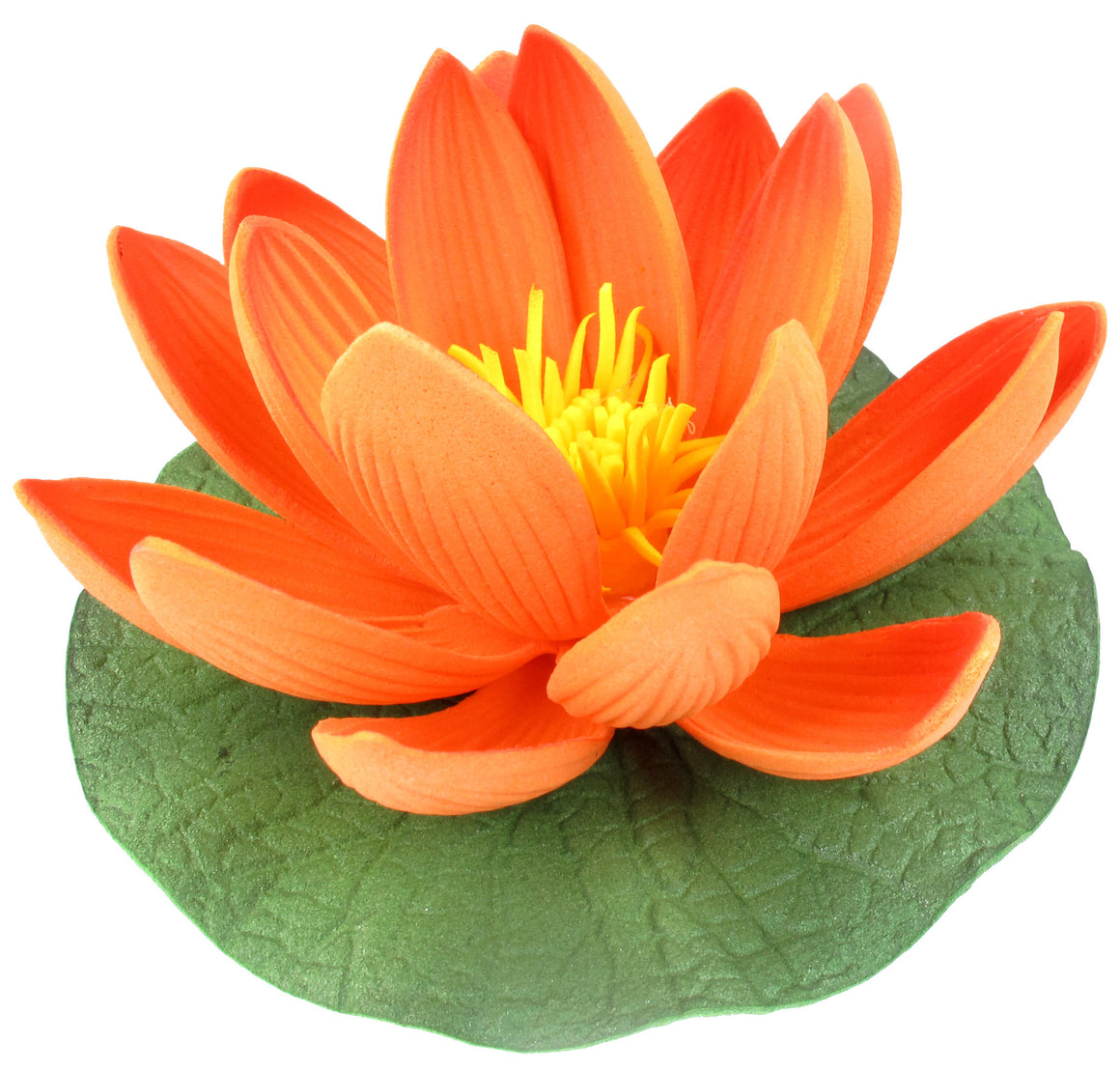 Small Floating Foam Water Lily Flower, For Small Water Feature, Approx. 3.25" x 3.5" x 2", Dark Orange - TropicaZona