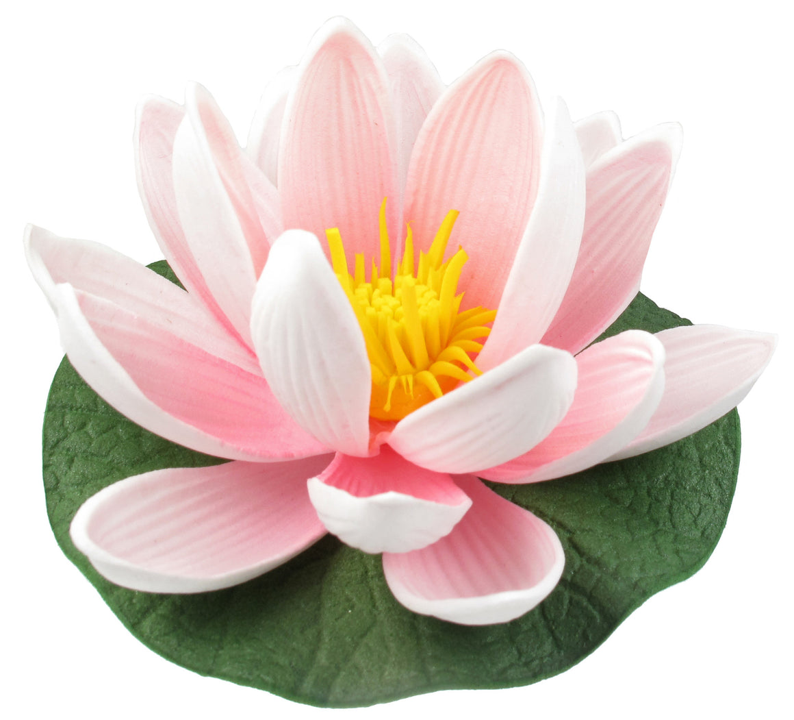 Small Floating Foam Water Lily Flower, For Small Water Feature, Approx. 3.25" x 3.25" x 2", Light Pink - TropicaZona