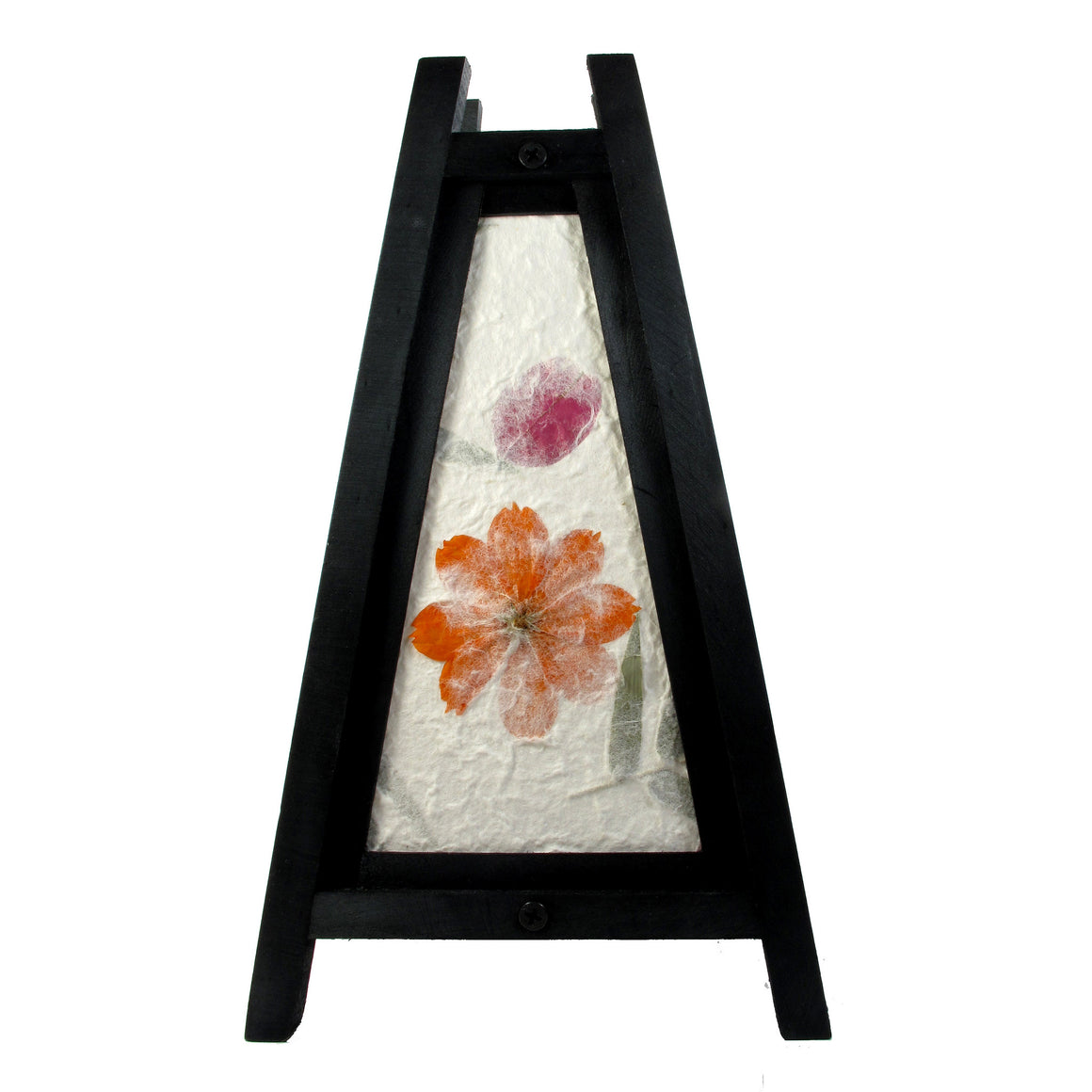 Pyramidal Tropical Flowers Mulberry Paper Wood Frame Table Lantern - TropicaZona