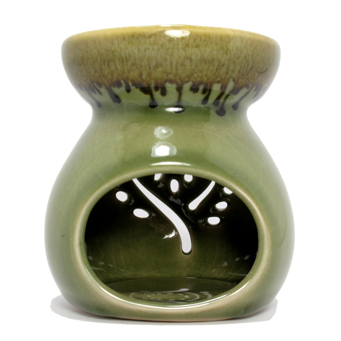 Celadon Ceramic Aroma Oil Burner (Aroma Lamp, Oil Diffuser), Crackled Green - TropicaZona